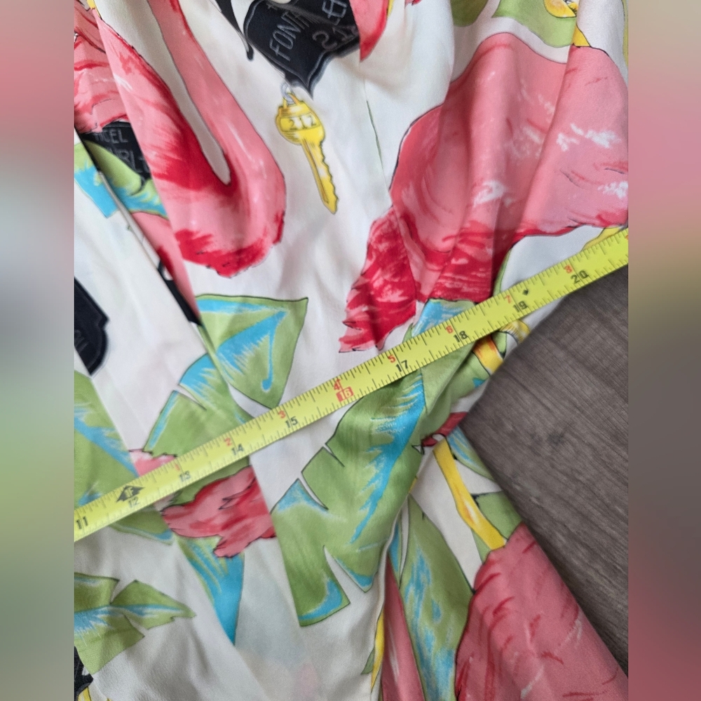 Vintage Boho Hotel Fontainbleu 227 Paris Hollywood Silk Kimono Robe Flamingo - Picture 5 of 8